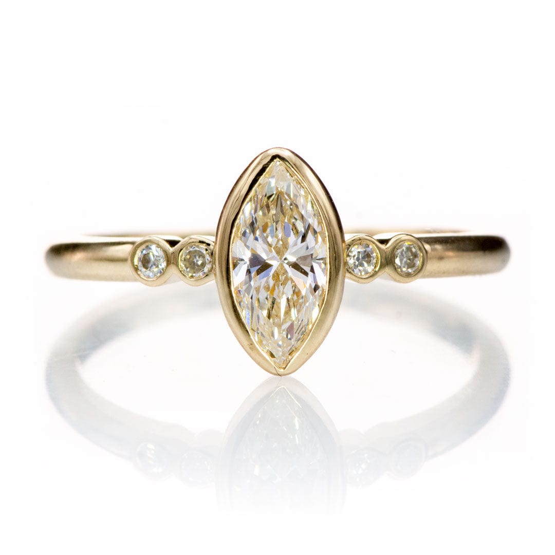 Brooklynn - Bezel Set Marquise Diamond Accented Engagement Ring Ring by Nodeform