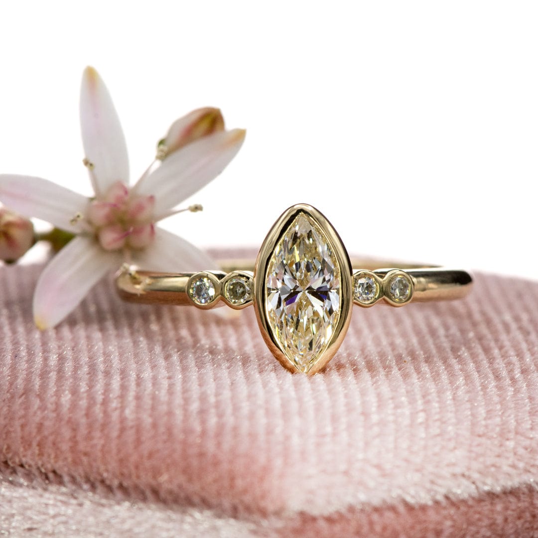 Brooklynn - Bezel Set Marquise Diamond Accented Engagement Ring Ring by Nodeform