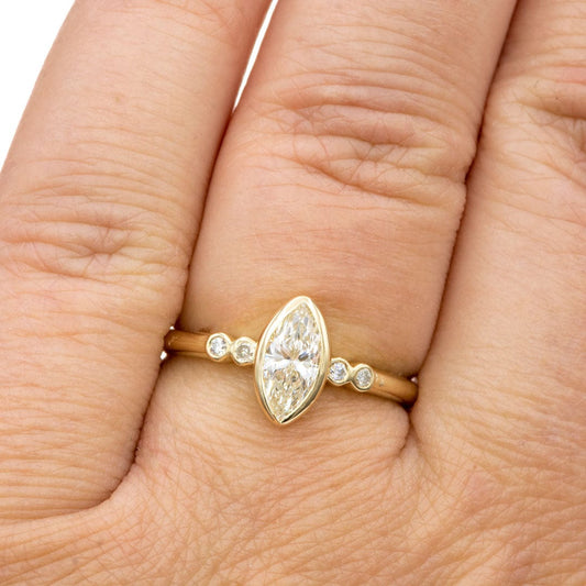 Brooklynn - Bezel Set Marquise Diamond Accented Engagement Ring Ring by Nodeform