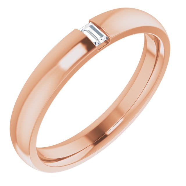 Simple Channel set Baguette Lab grown Diamond Women's Domed Wedding Band Ring by Nodeform
