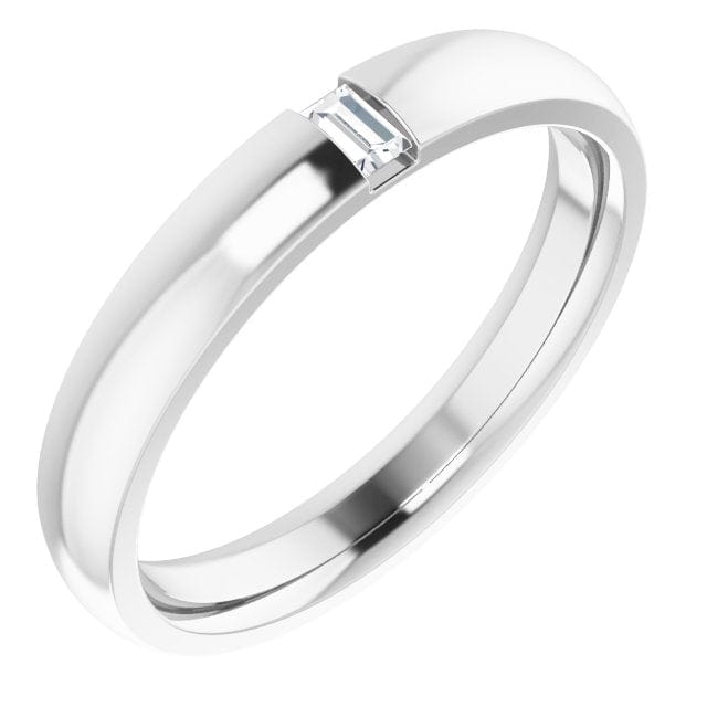Simple Channel set Baguette Lab grown Diamond Women's Domed Wedding Band Ring by Nodeform