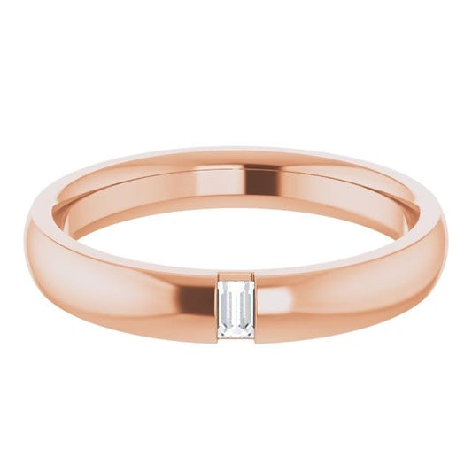 Simple Channel set Baguette Lab grown Diamond Women's Domed Wedding Band Ring by Nodeform