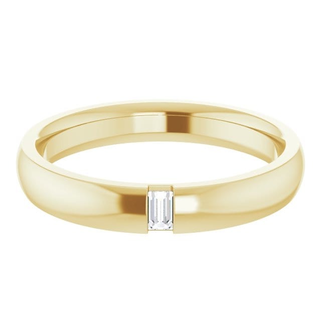 Simple Channel set Baguette Lab grown Diamond Women's Domed Wedding Band Ring by Nodeform