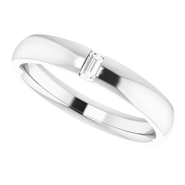 Simple Channel set Baguette Lab grown Diamond Women's Domed Wedding Band Ring by Nodeform