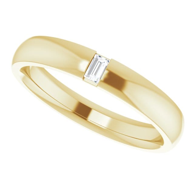 Simple Channel set Baguette Lab grown Diamond Women's Domed Wedding Band Ring by Nodeform