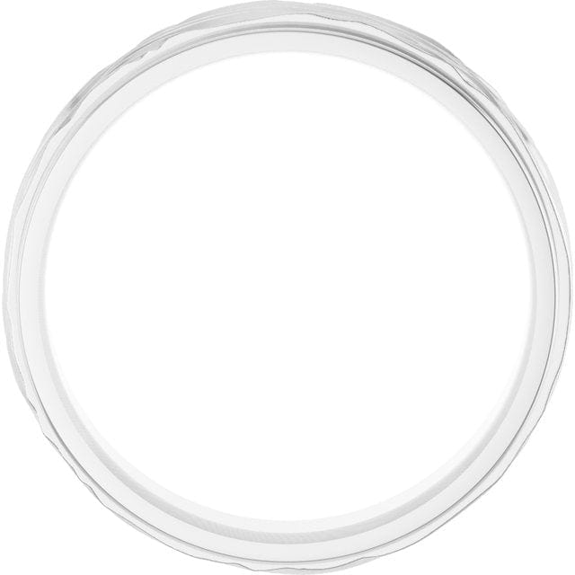 6mm Wide Ripple Textured Flat Edge Comfort-fit Men's Wedding Band Ring by Nodeform