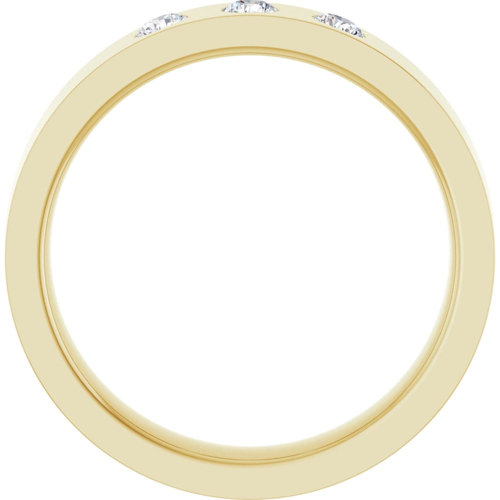 Sia Ring - 4mm wide 3 Diamond, Moissanite or Sapphire Flush Set Flat Wedding Band Ring by Nodeform