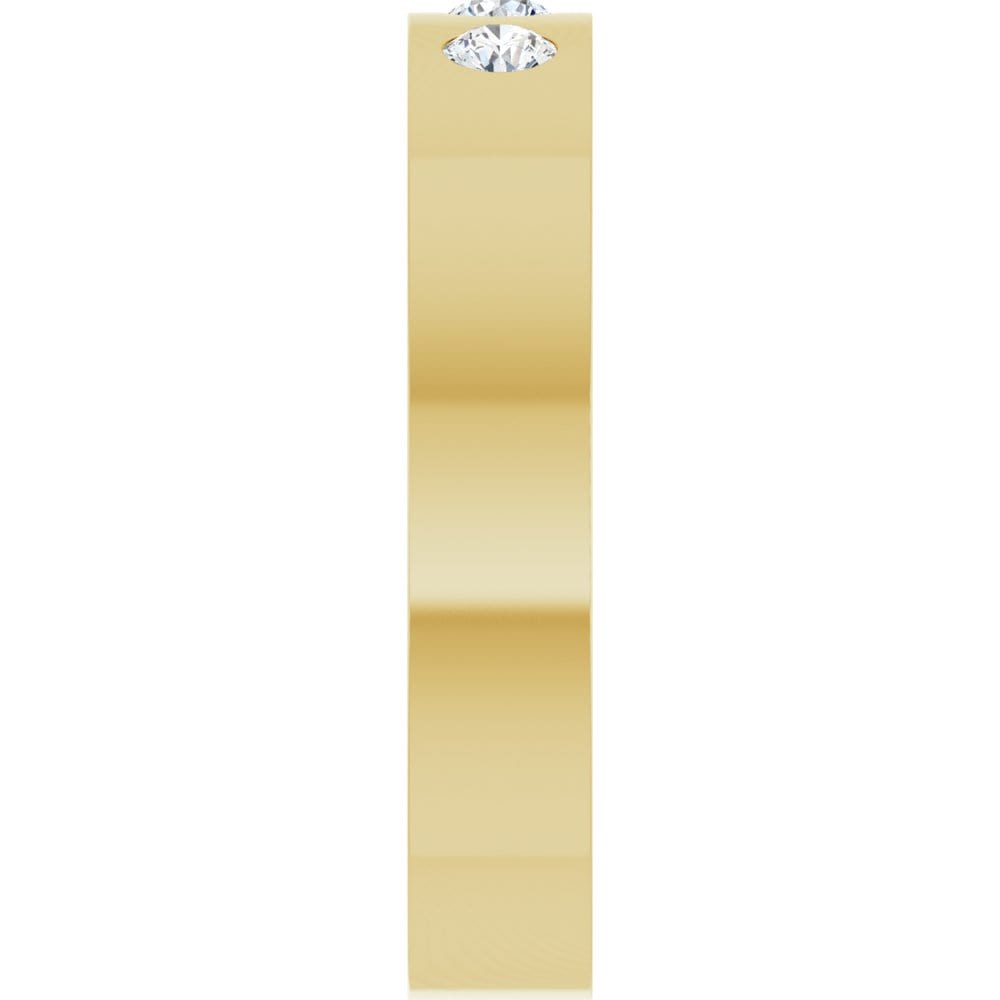 Sia Ring - 4mm wide 3 Diamond, Moissanite or Sapphire Flush Set Flat Wedding Band Ring by Nodeform