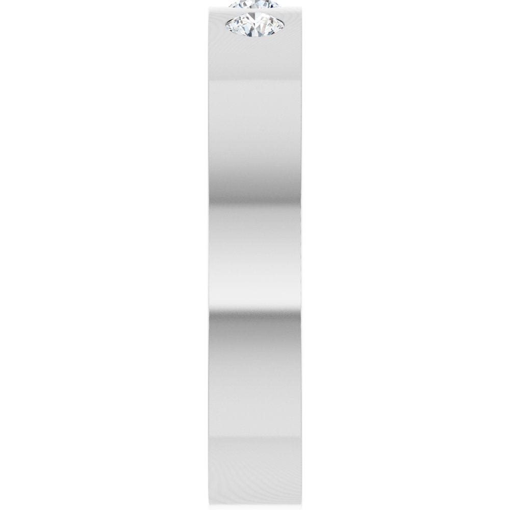 Sia Ring - 4mm wide 3 Diamond, Moissanite or Sapphire Flush Set Flat Wedding Band Ring by Nodeform