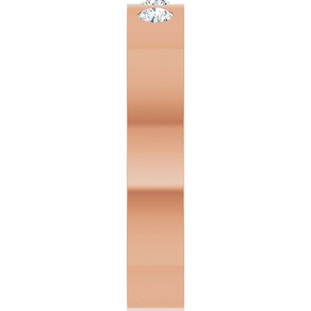 Sia Ring - 4mm wide 3 Diamond, Moissanite or Sapphire Flush Set Flat Wedding Band Ring by Nodeform