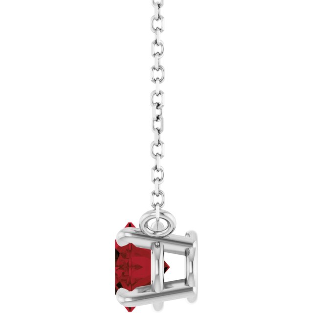 sideways set Oval Garnet Prong Set Birthstone white gold Pendant Necklace side