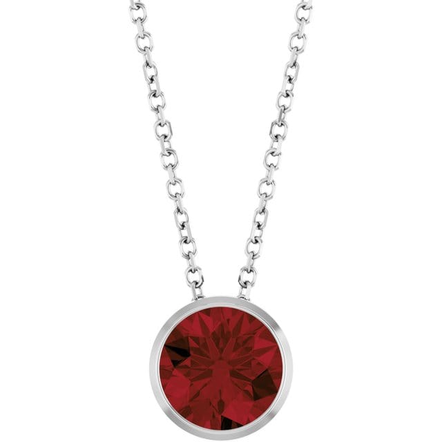 Round Garnet Sterling Silver Slide Pendant Necklace Necklace / Pendant by Nodeform