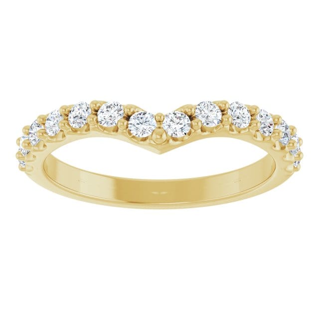 Vivian Wide Band - V-Shape Contoured Accented Diamond or Moissanite Wedding Ring Ring by Nodeform