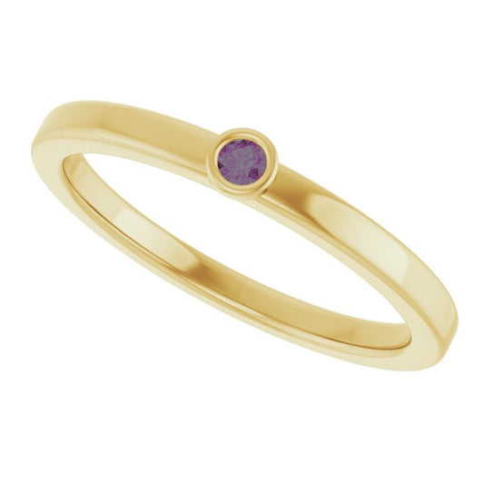 Round Bezel Set Alexandrite Stacking Ring