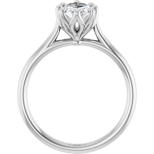 Dahlia - Six Prong Set Narrow Cathedral Solitaire Engagement Ring - Setting only