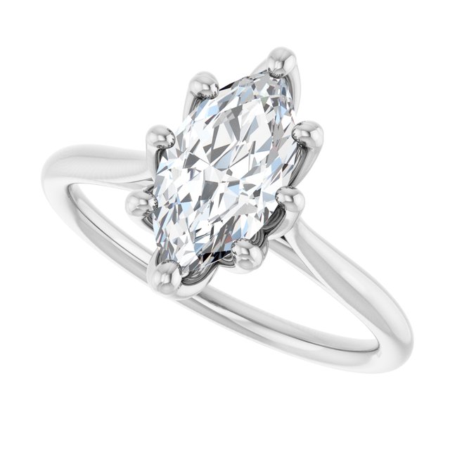 Dahlia - Six Prong Set Narrow Cathedral Solitaire Engagement Ring - Setting only