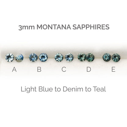 3mm Light Blue to Denim Montana Sapphire Simple Bezel Stud Earrings Earrings by Nodeform