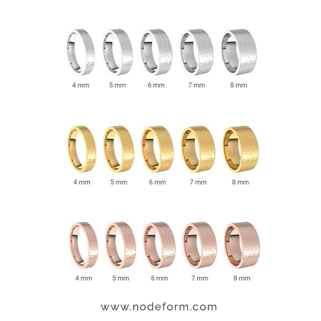 Hammered Flat Wedding Band Ring by Nodeform