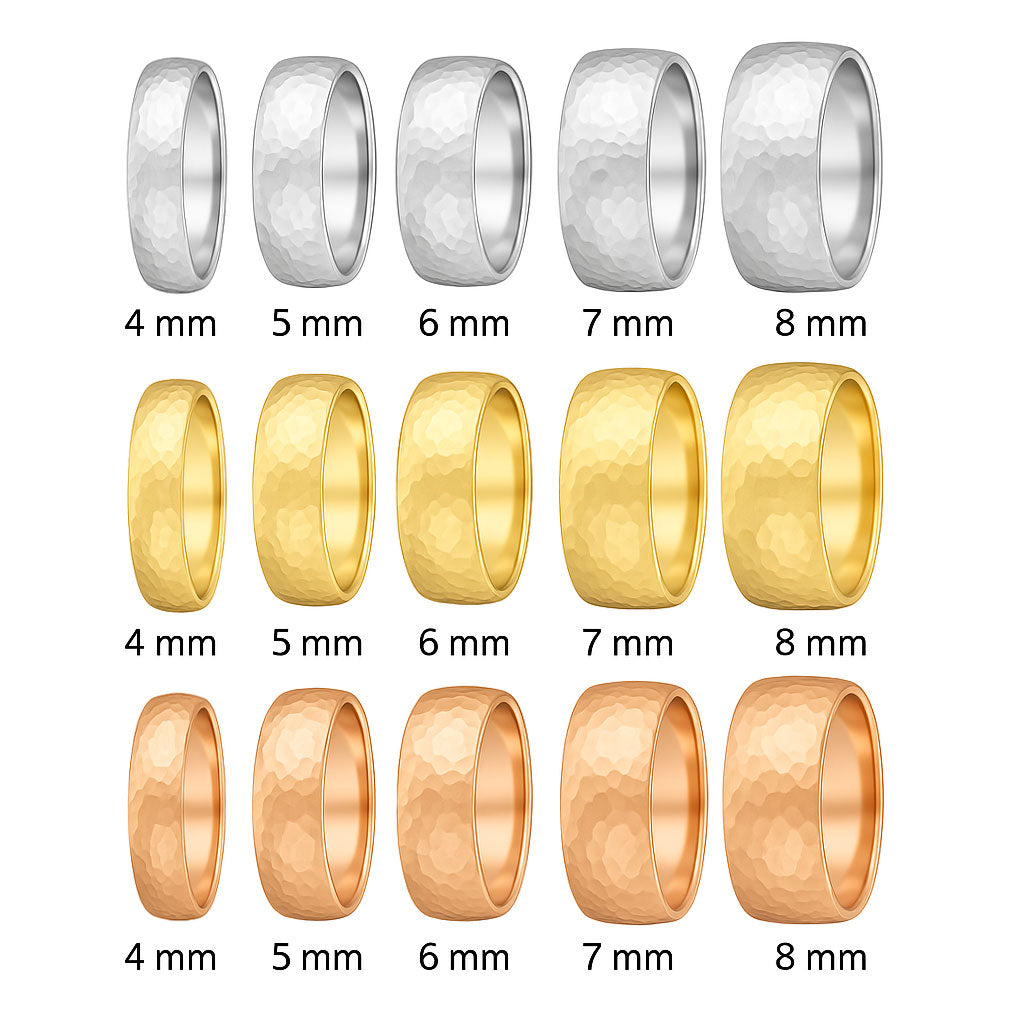 Wide Hammered Domed Wedding Band