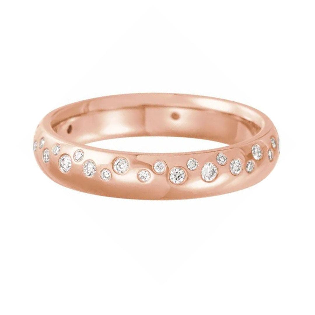 4mm wide Scattered Diamond Domed Eternity Wedding Band Ring by Nodeform
