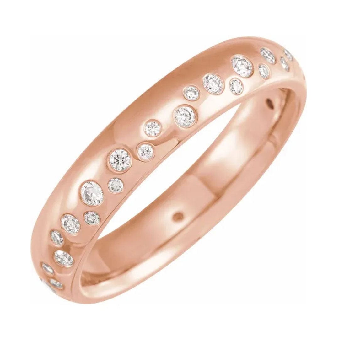 4mm wide Scattered Diamond Domed Eternity Wedding Band Ring by Nodeform