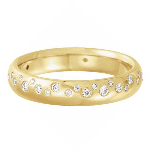4mm wide Scattered Diamond Domed Eternity Wedding Band 10k Yellow Gold Ring by Nodeform