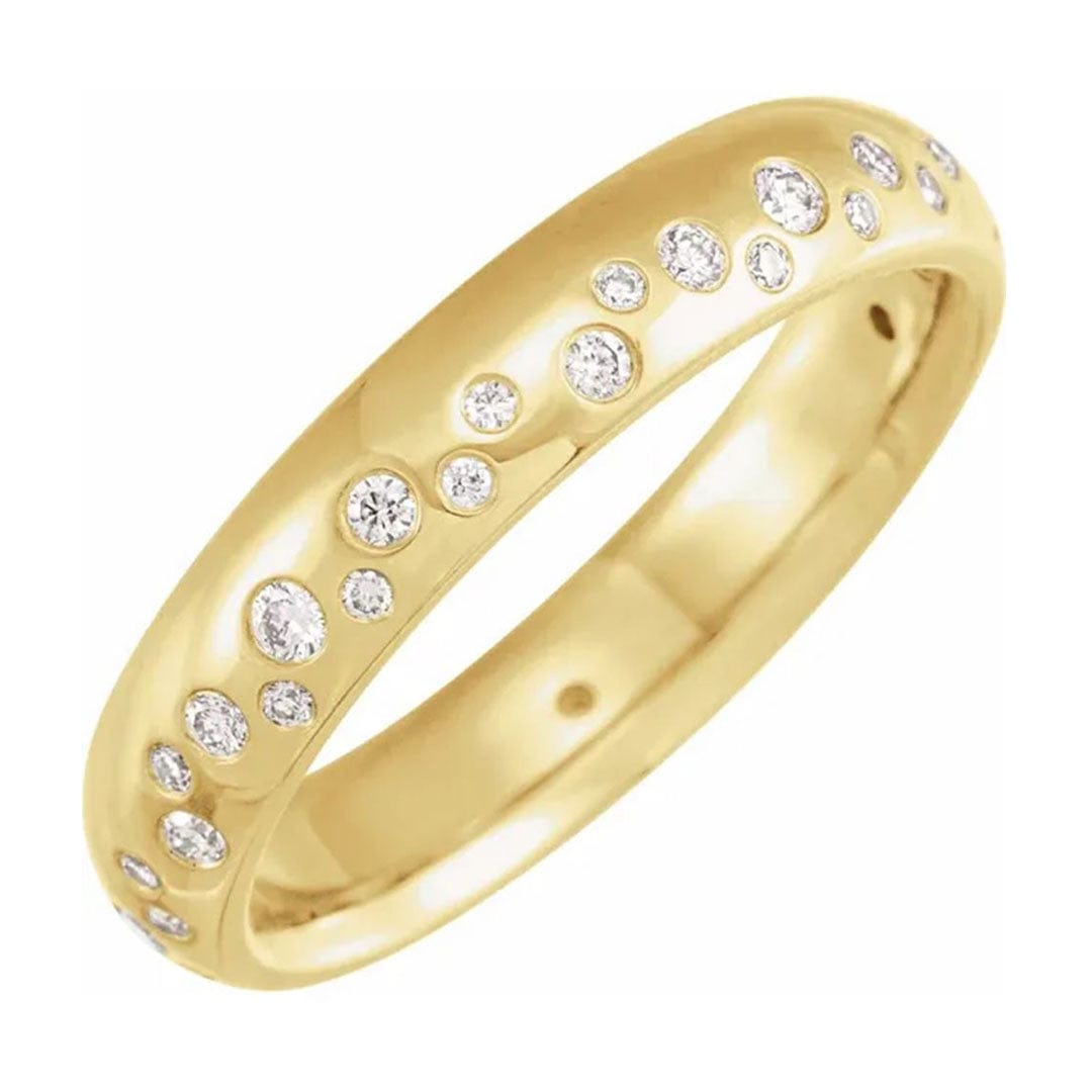 4mm wide Scattered Diamond Domed Eternity Wedding Band Ring by Nodeform