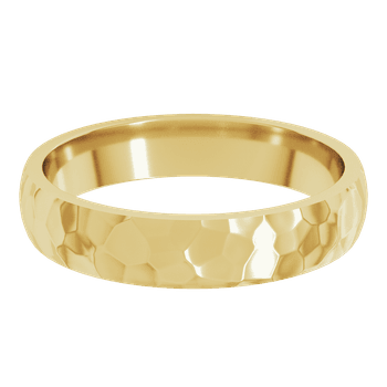 4mm wide hammered gold wedding band