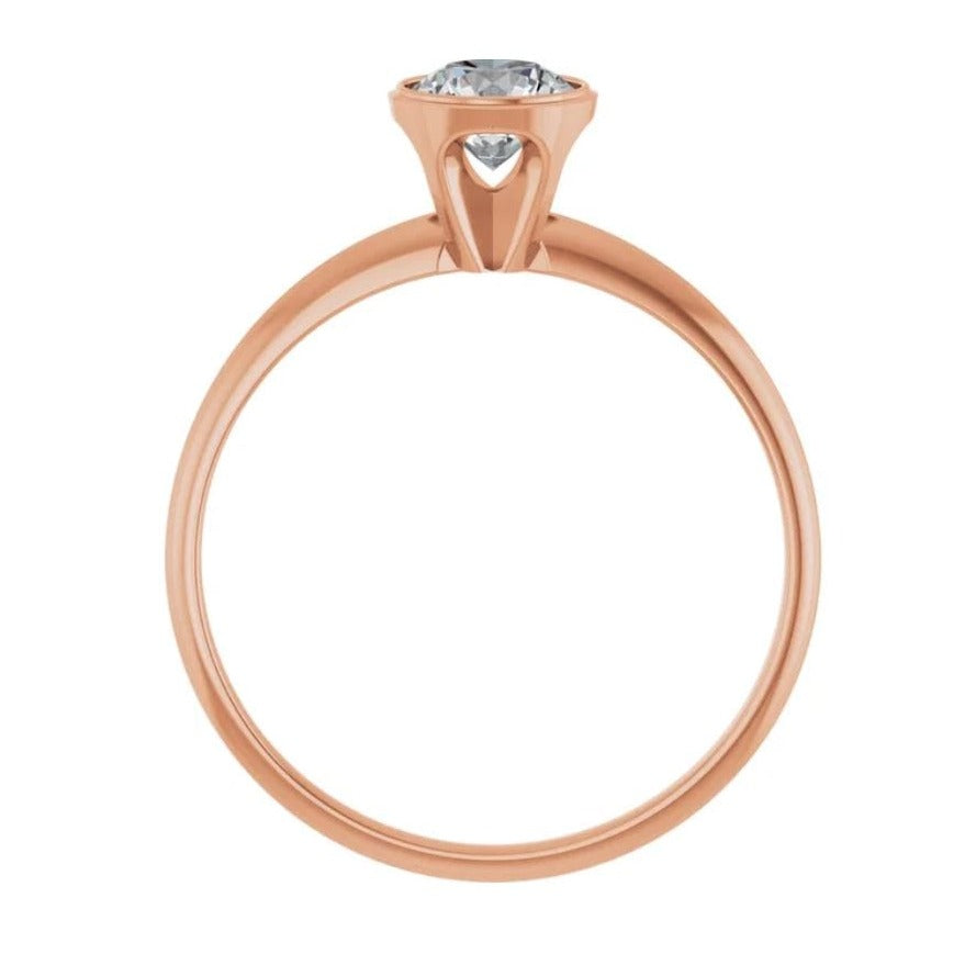 Round Moissanite or Lab Diamond Bezel Skinny Stacking Solitaire Ring Ring by Nodeform