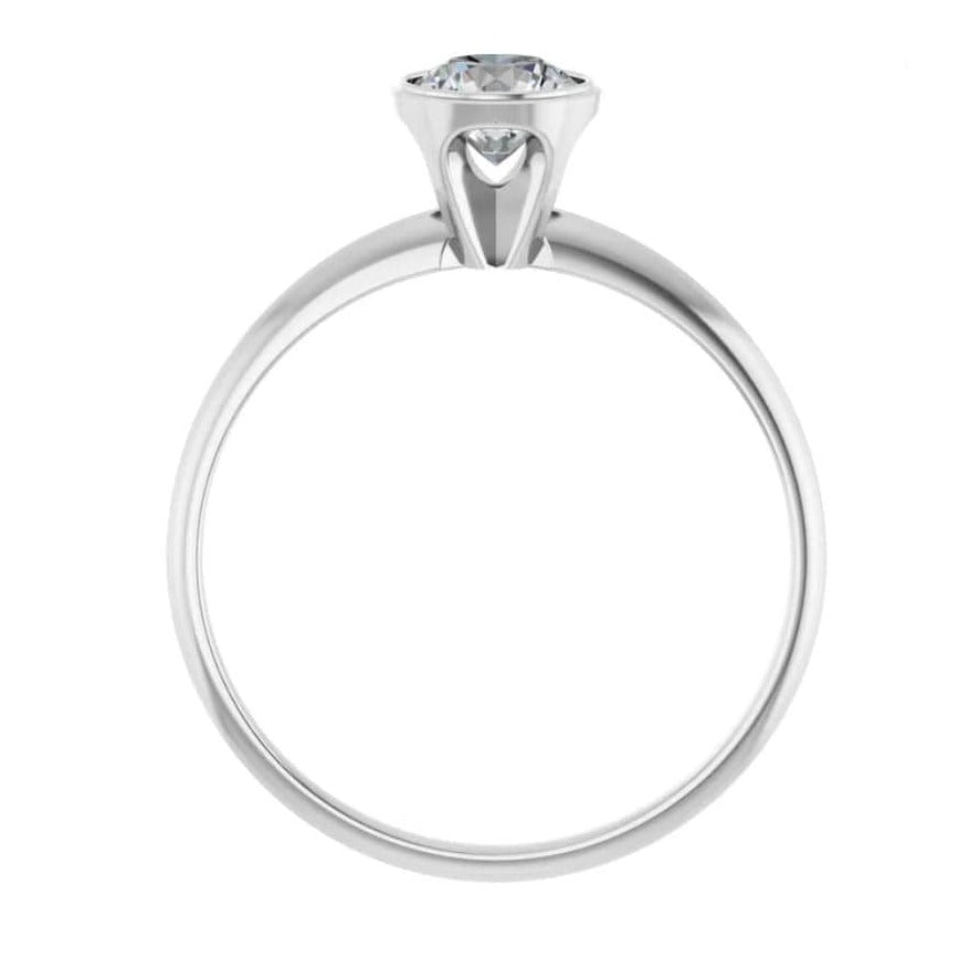 Round Moissanite or Lab Diamond Bezel Skinny Stacking Solitaire Ring Ring by Nodeform