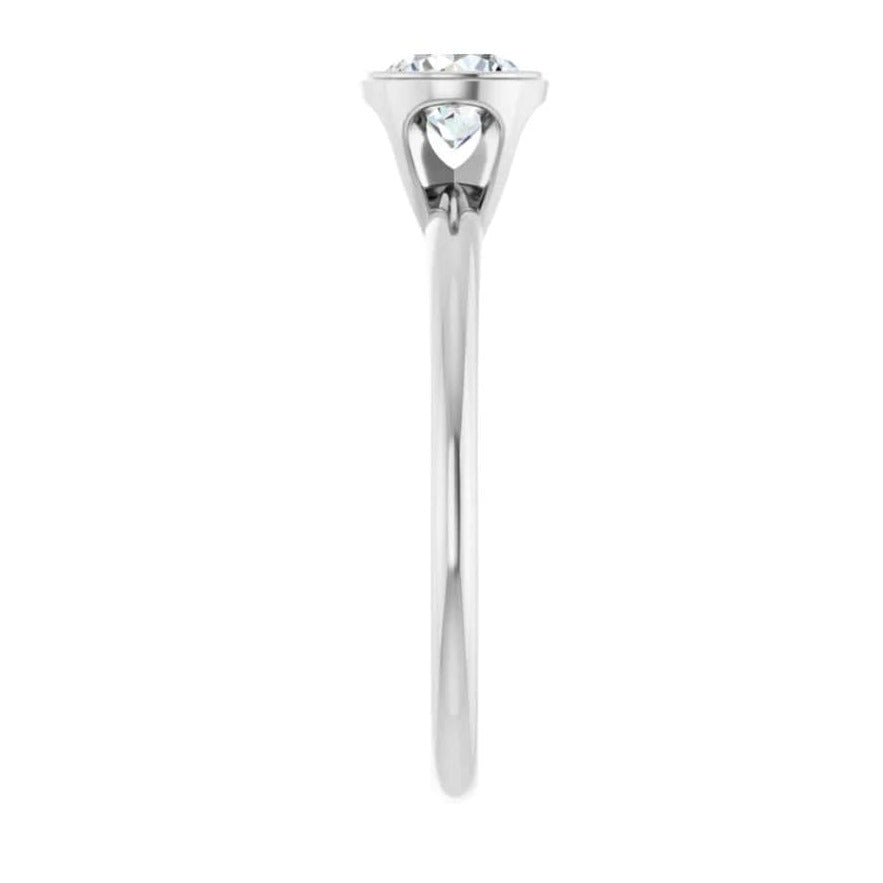 Round Moissanite or Lab Diamond Bezel Skinny Stacking Solitaire Ring Ring by Nodeform