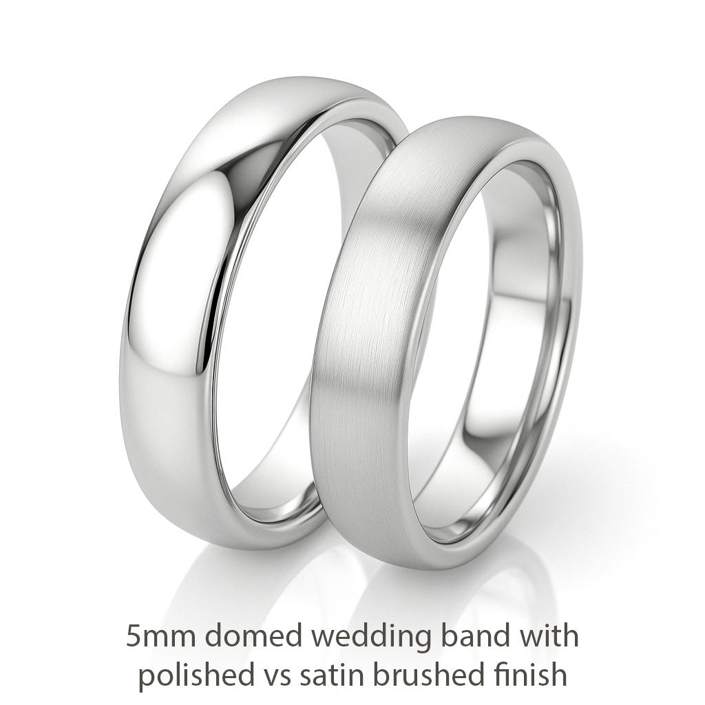 Wide Slightly Domed Modern Simple Wedding Band, 4mm to 8mm