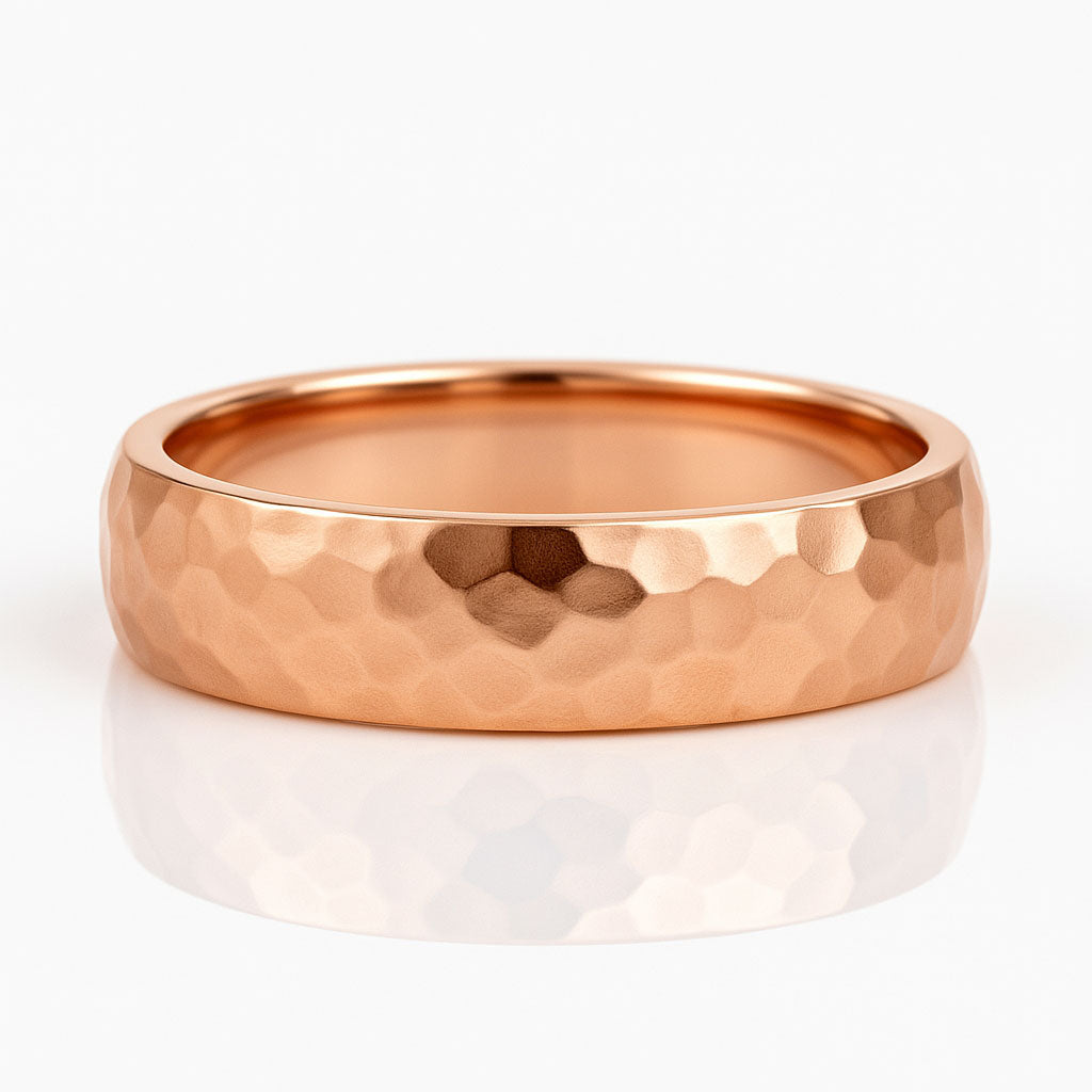 Wide Hammered Domed Wedding Band