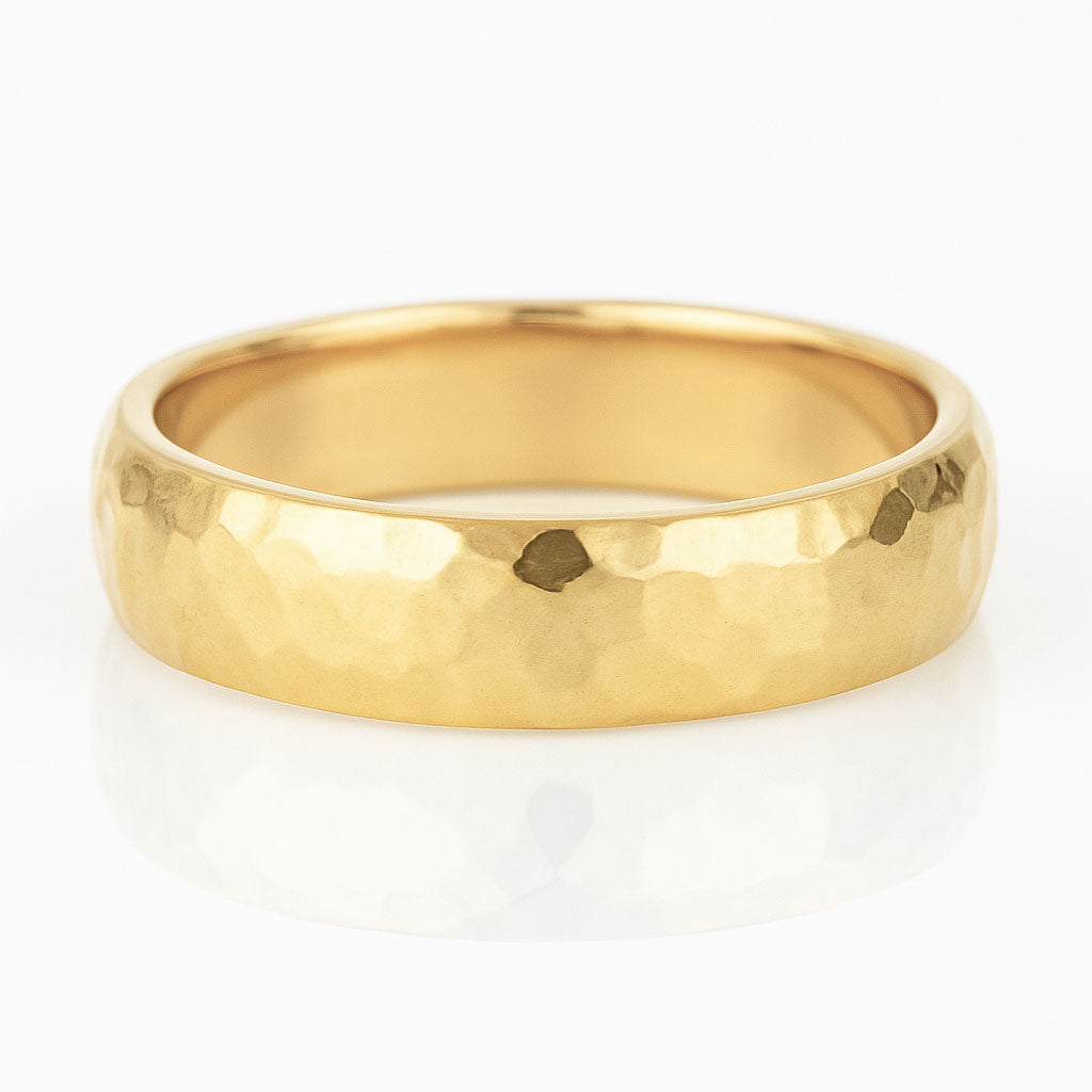Wide Hammered Domed Wedding Band