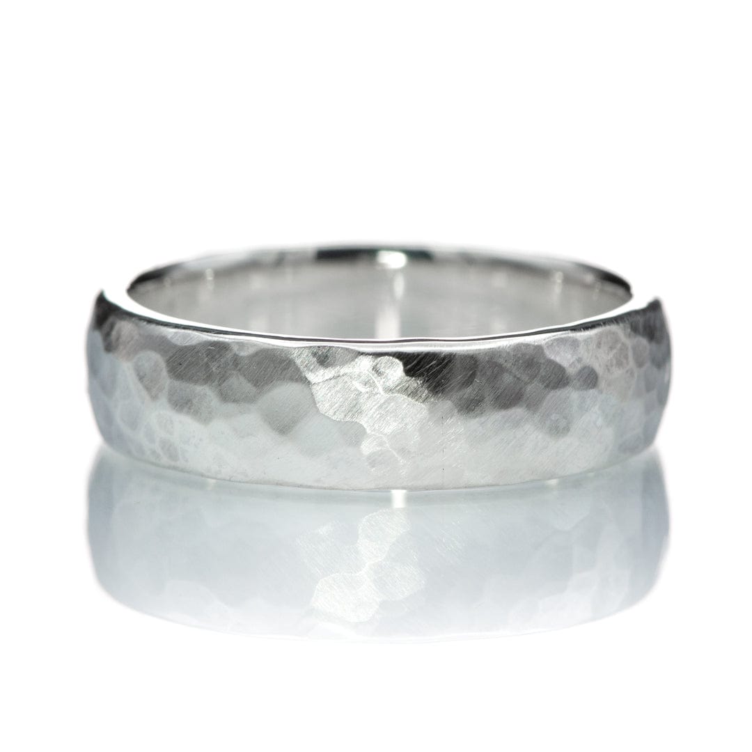 6mm Wide Hammered Domed Wedding Band Sterling Silver / 6mm Ring by Nodeform