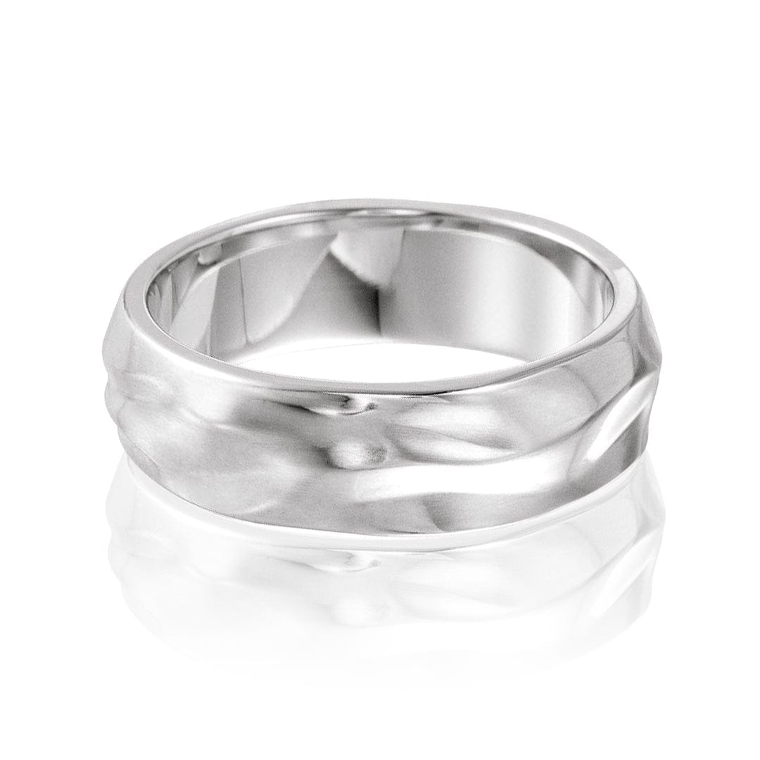 6mm Wrinkle Texture Mens Wedding Band Sterling Silver Ring by Nodeform