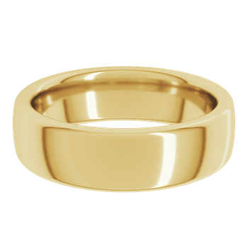 6mm Men's Comfort Fit Classic European Style Slightly Domed Gold Wedding Band