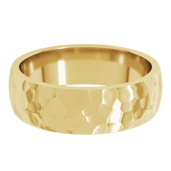 6mm wide hammered gold wedding band