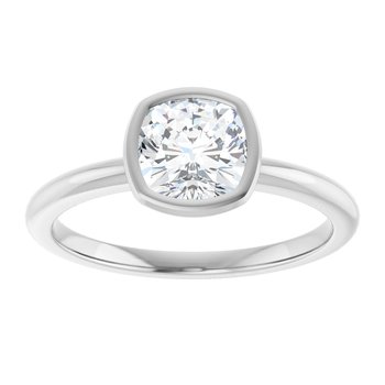 Custom Emma Bezel Engagement Ring with Cushion Cut Diamond