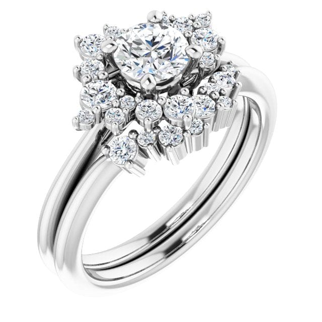 Lydia Band- Prong Set Accented Cluster Curved Wedding Ring Ring by Nodeform
