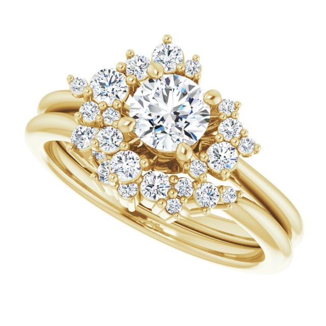 Lydia Band- Prong Set Accented Cluster Curved Wedding Ring Ring by Nodeform
