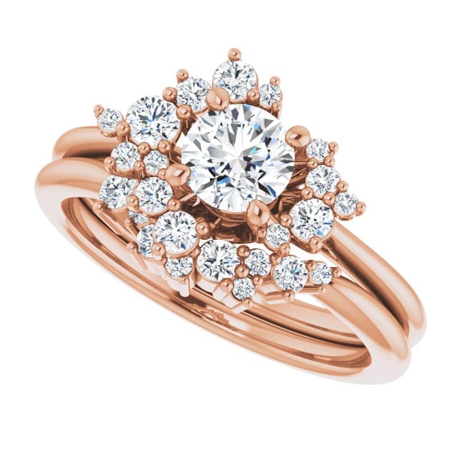Lydia Band- Prong Set Accented Cluster Curved Wedding Ring Ring by Nodeform