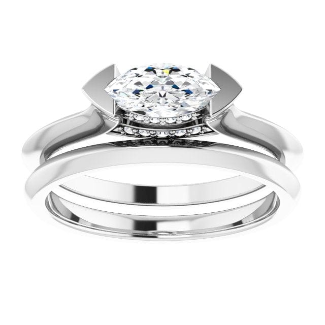 Maya Ring - Sideways Set Marquise Diamond Accented Engagement Ring Ring by Nodeform