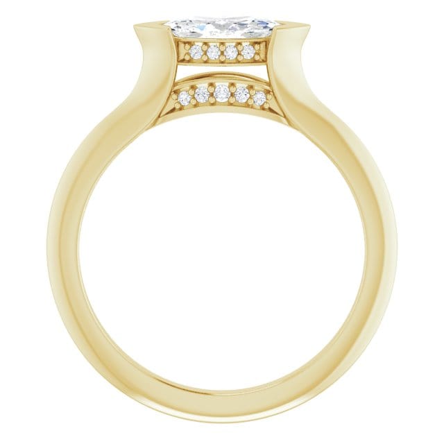 Maya Ring - Sideways Set Marquise Diamond Accented Engagement Ring Ring by Nodeform
