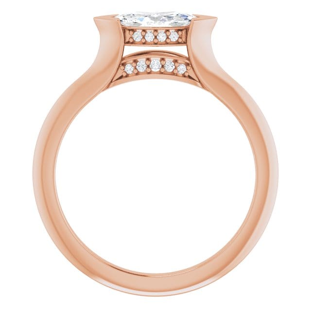 Maya Ring - Sideways Set Marquise Diamond Accented Engagement Ring Ring by Nodeform