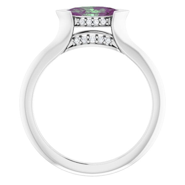 Maya Ring - Sideways Set Marquise Alexandrite Diamond Accented Engagement Ring Ring by Nodeform