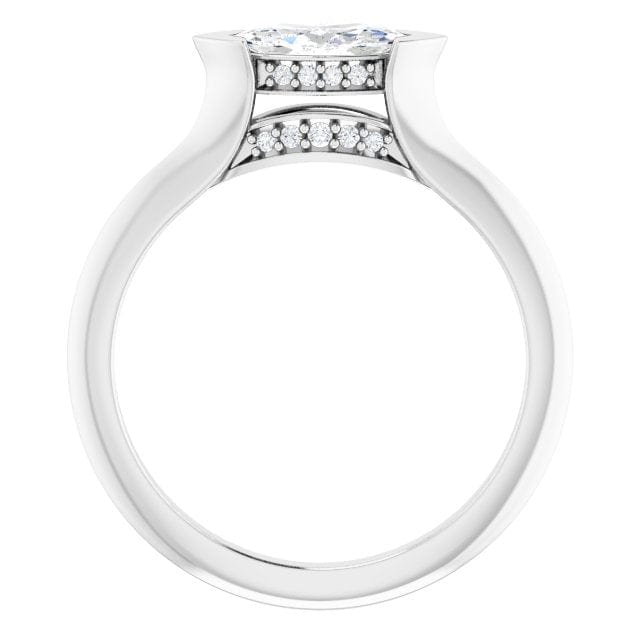 Maya Ring - Sideways Set Marquise Diamond Accented Engagement Ring Ring by Nodeform