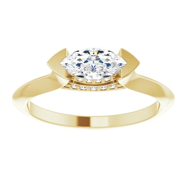 Maya Ring - Sideways Set Marquise Diamond Accented Engagement Ring Ring by Nodeform