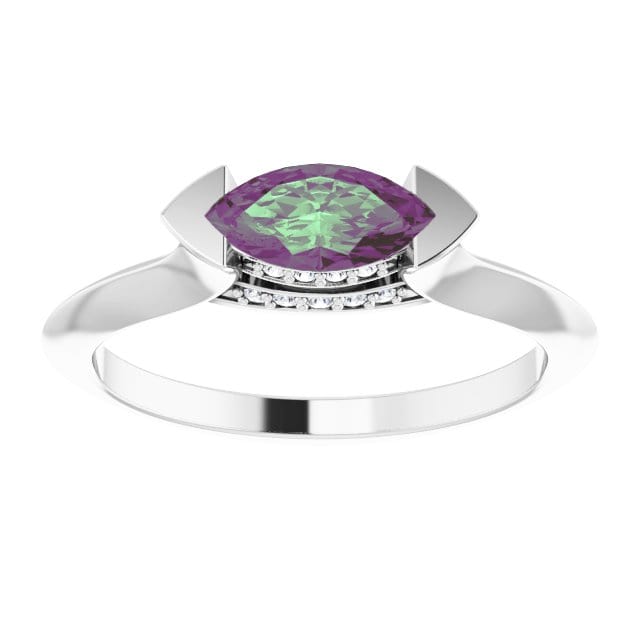 Maya Ring - Sideways Set Marquise Alexandrite Diamond Accented Engagement Ring Ring by Nodeform