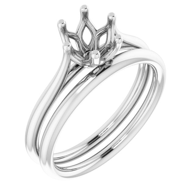 Dahlia - Six Prong Set Narrow Cathedral Solitaire Engagement Ring - Setting only